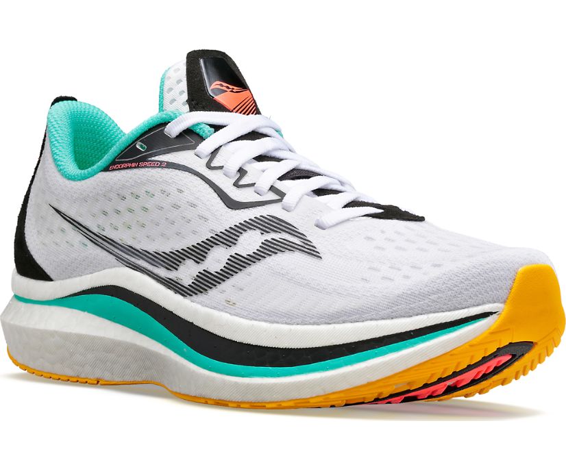 Chaussures Running Saucony Endorphin Speed 2 Femme Blanche Orange | B56437-8