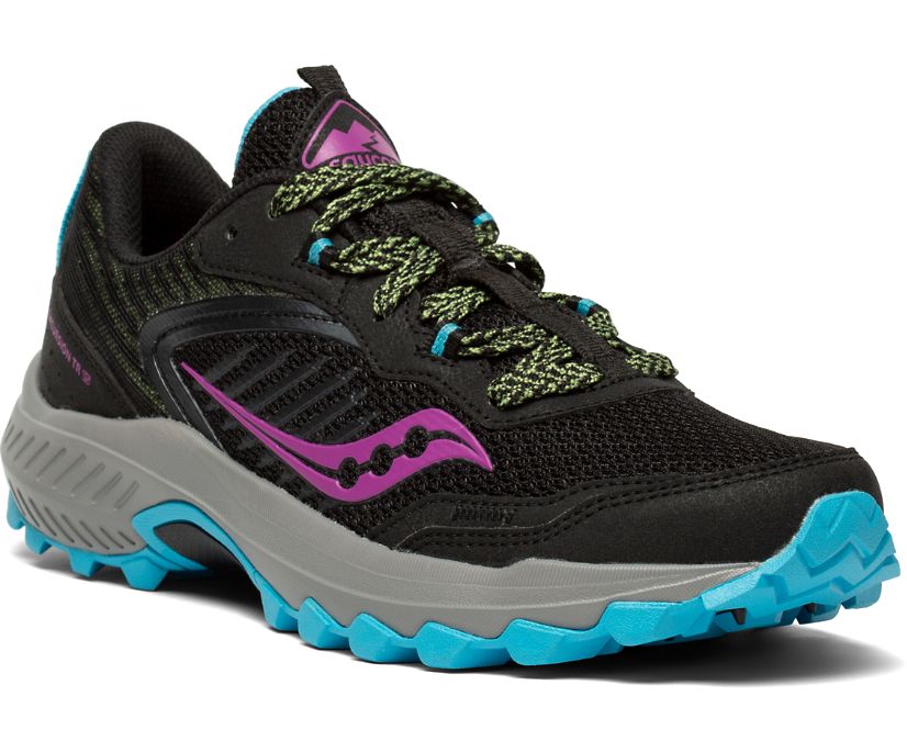 Chaussures Running Saucony Excursion TR15 Femme Noir Vert Clair Violette | K22903-7