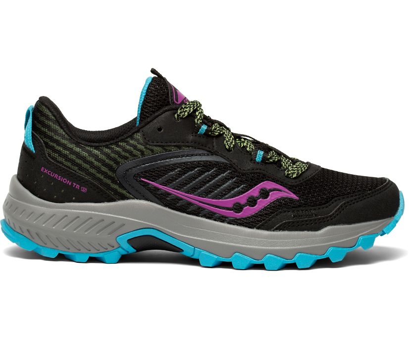 Chaussures Running Saucony Excursion TR15 Femme Noir Vert Clair Violette | K22903-7