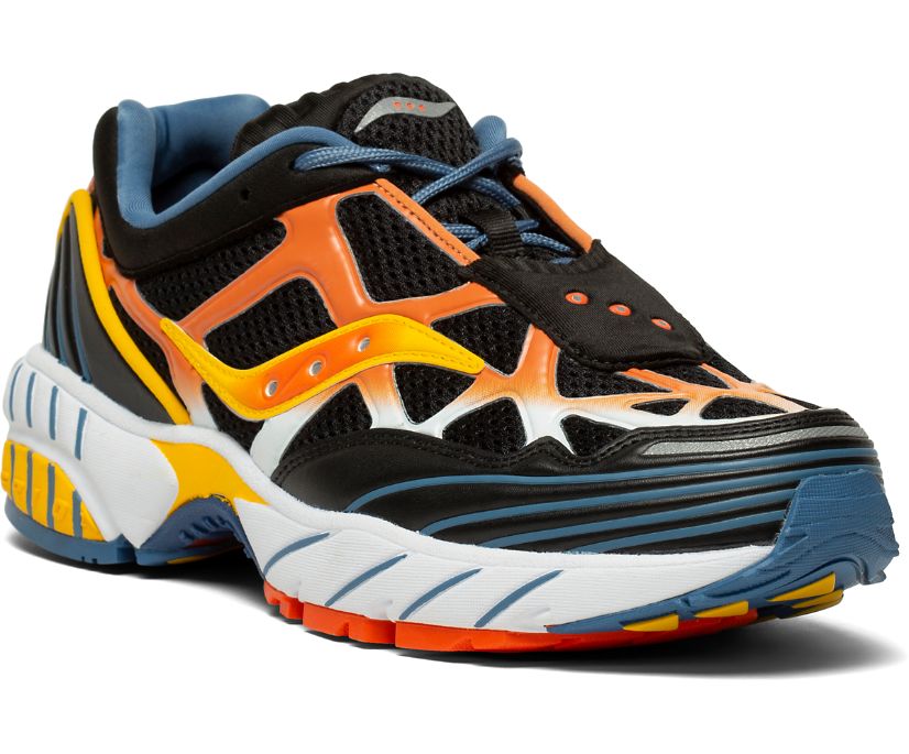 Chaussures Saucony Grid Web Femme Noir Orange Jaune | L54301-6