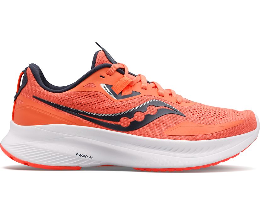 Chaussures Saucony Guide 15 Larges Femme Corail Noir | D55409-5