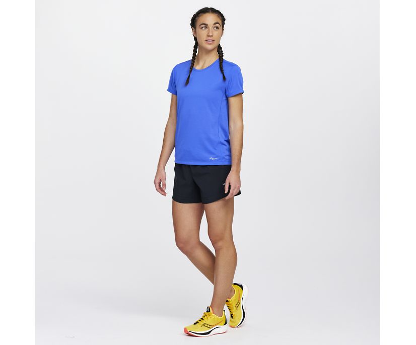 Hauts Saucony Stopwatch Corta Sleeve Femme Bleu | W83099-3