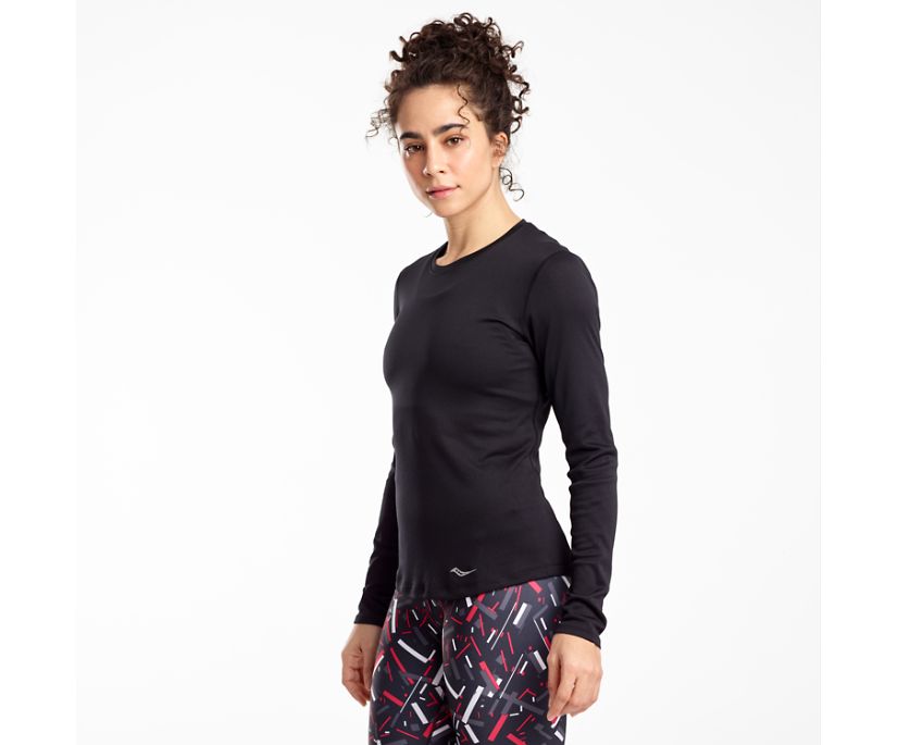 Hauts Saucony Stopwatch Long Sleeve Femme Noir | W3393-1