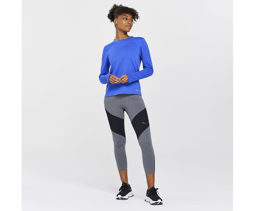 Hauts Saucony Stopwatch Long Sleeve Femme Bleu | W45164-8