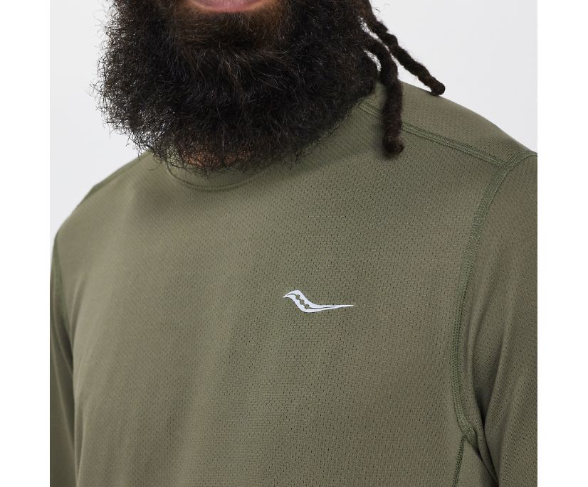 Hauts Saucony Stopwatch Long Sleeve Homme Vert Olive | W31802-5