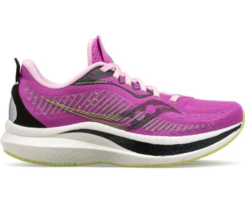 Chaussures Running Saucony Endorphin Speed 2 Femme Violette Jaune | B4220-3