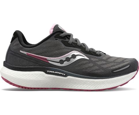 Chaussures Running Saucony Triumph 19 Femme Grise Foncé Bordeaux | H16872-5