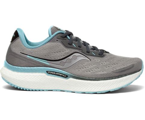 Chaussures Running Saucony Triumph 19 Larges Femme Grise Bleu Clair | H70606-9