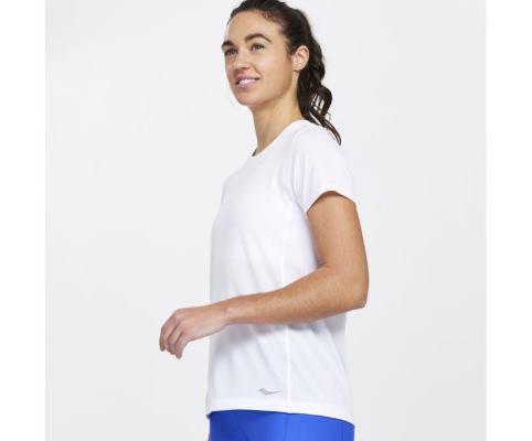 Hauts Saucony Stopwatch Corta Sleeve Femme Blanche | W89450-1