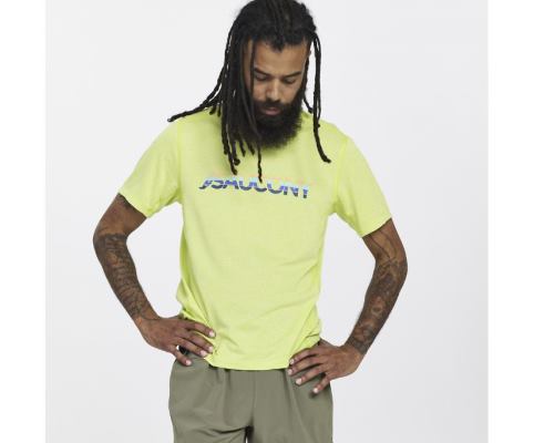 Hauts Saucony Stopwatch Graphic Corta Sleeve Homme Vert Clair | V91060-7