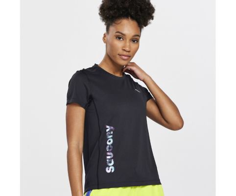 Hauts Saucony Stopwatch Graphic Corta Sleeve Femme Noir | W14718-1