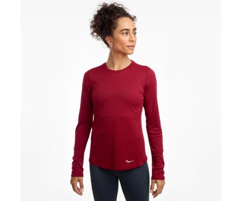 Hauts Saucony Stopwatch Long Sleeve Femme Rouge | W47690-5