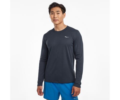 Hauts Saucony Stopwatch Long Sleeve Homme Grise Bleu | W23871-9