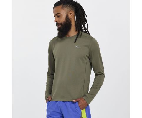 Hauts Saucony Stopwatch Long Sleeve Homme Vert Olive | W31802-5