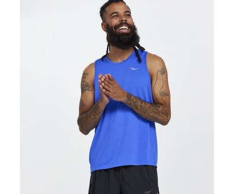 Hauts Saucony Stopwatch Singlet Homme Bleu | W9784-2